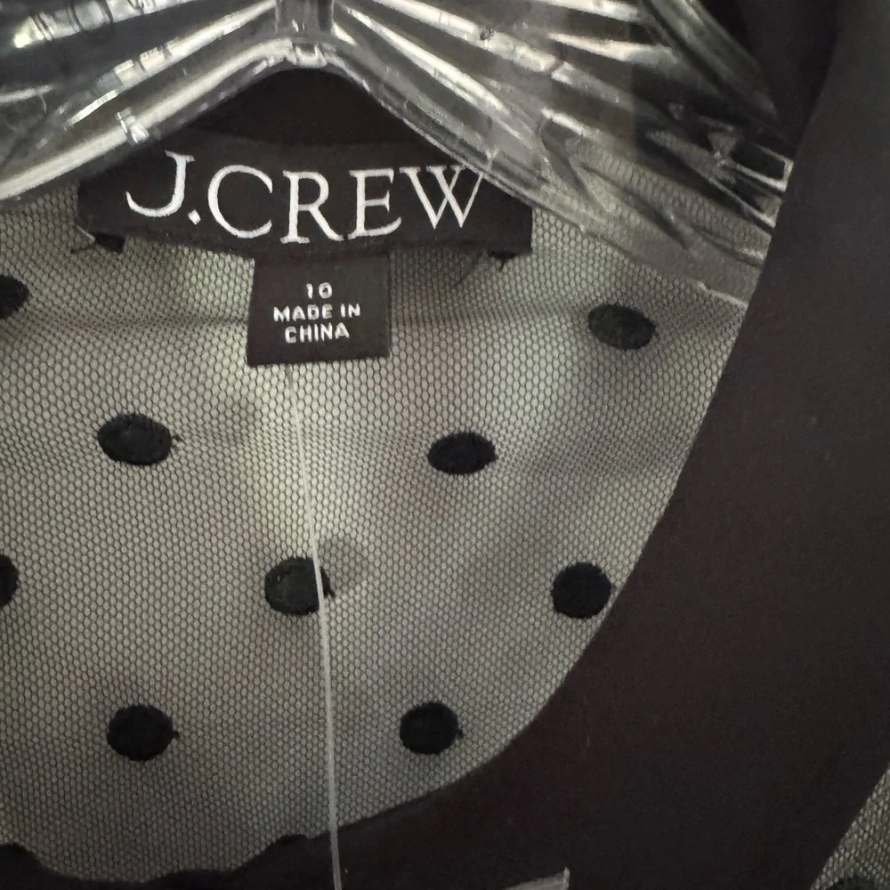 NWT black sheer J.Crew blouse with crepe under Cami cuffed sleeves - Picture 2 of 7